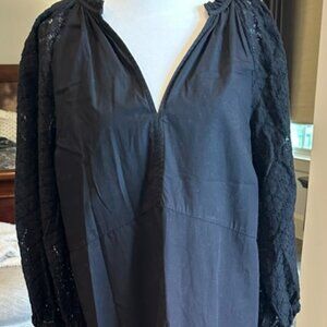 Long cotton black dress